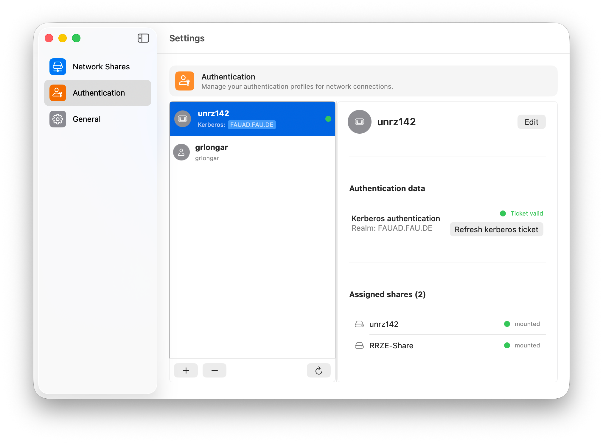 Network Share Mounter – Einstellungen